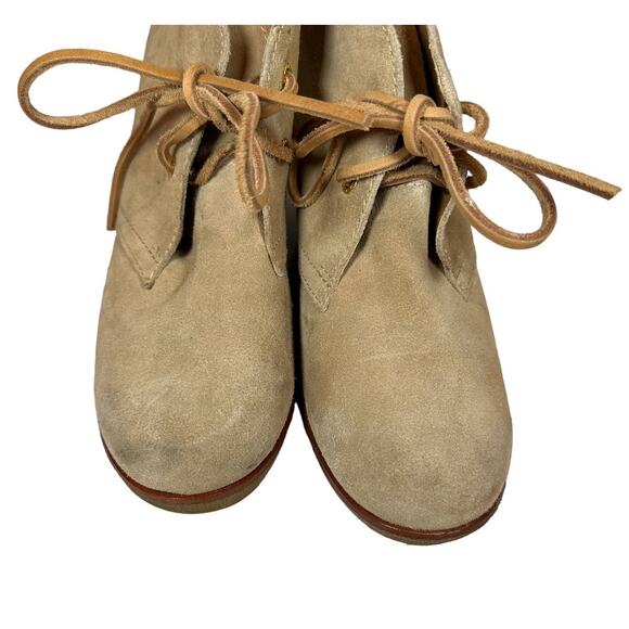 Sperry Top Sider Women's Sz: 9.5 Tan Harlow Lace Up Suede Leather Wedge Bootie - Picture 2 of 14